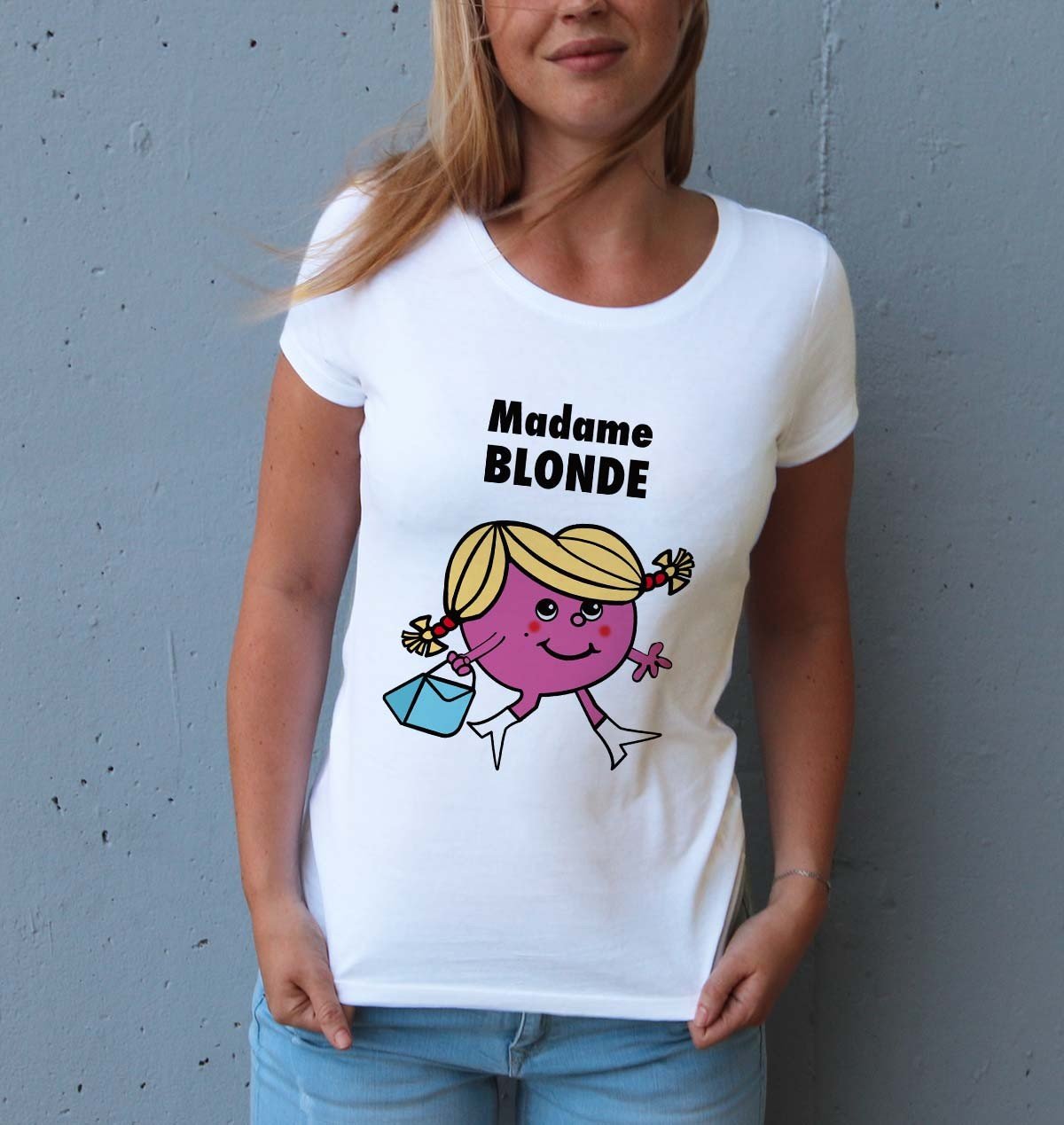 T-shirt Madame Blonde de couleur Blanc