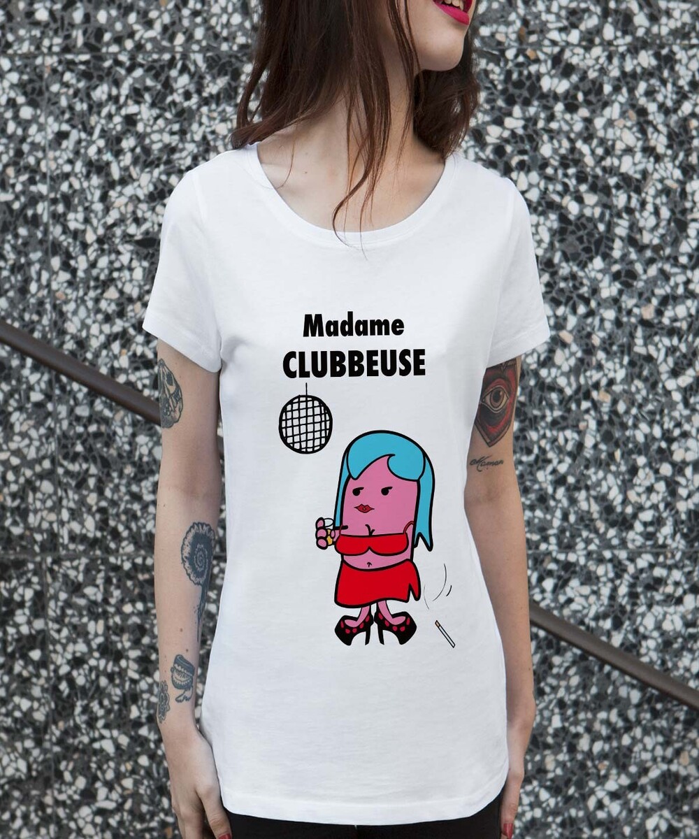 T-shirt pour Femme Madame Clubbeuse de couleur Blanc
