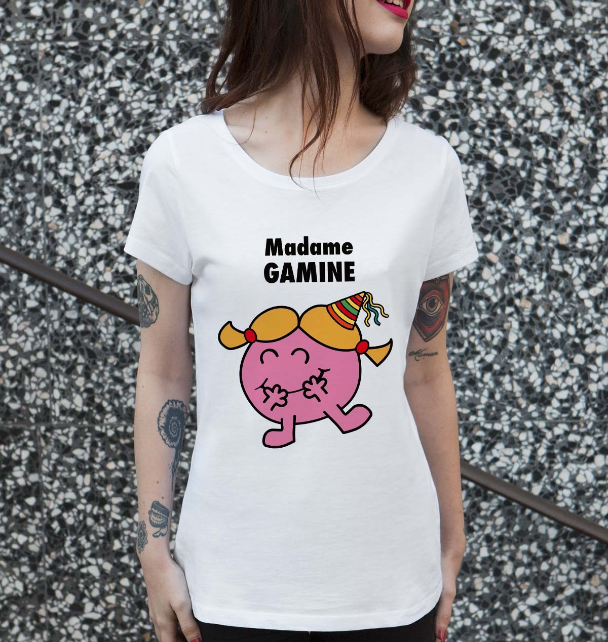 T-shirt Madame Gamine de couleur Blanc