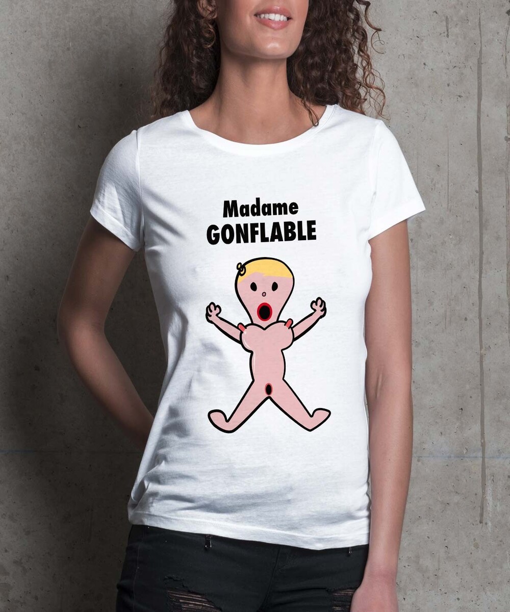 T-shirt pour Femme Madame Gonflable de couleur Blanc
