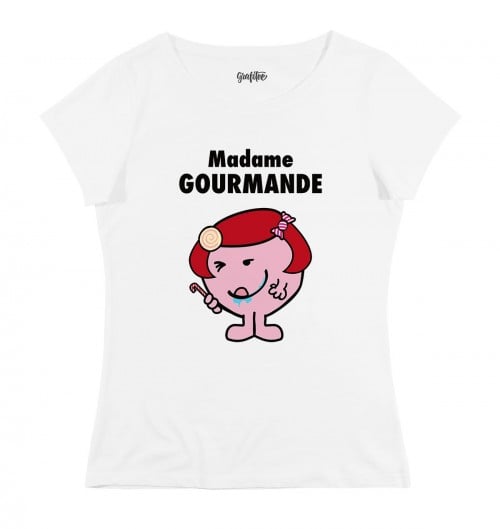 T-shirt pour Femme Madame Gourmande de couleur Blanc