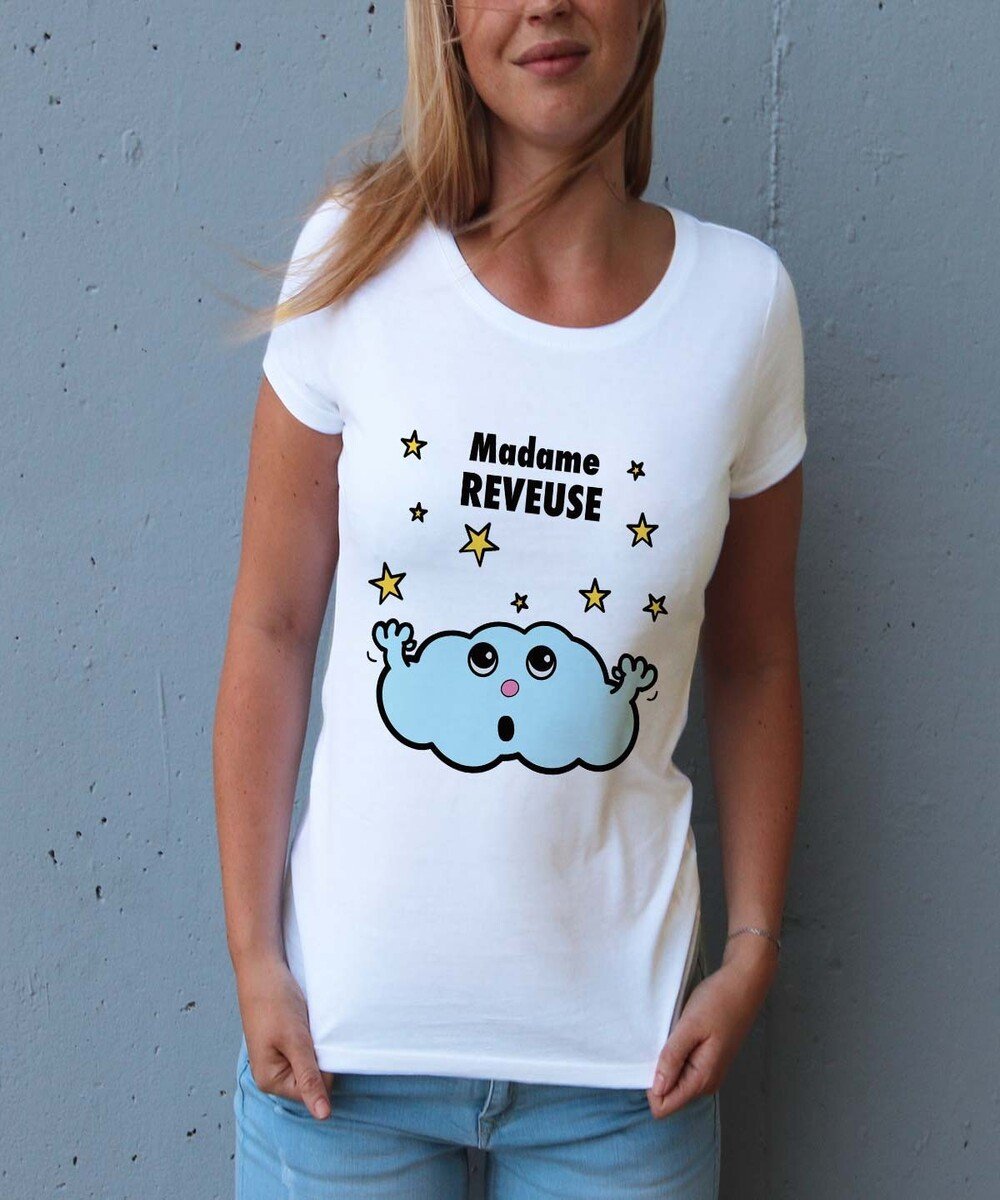T-shirt pour Femme Madame Rêveuse de couleur Blanc