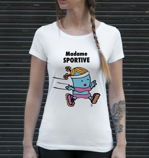 T-shirt pour Femme Madame Sportive de couleur Blanc