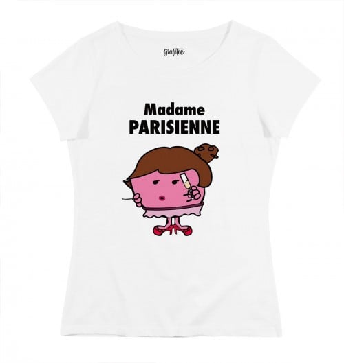 T-shirt pour Femme Madame La Parisienne de couleur Blanc