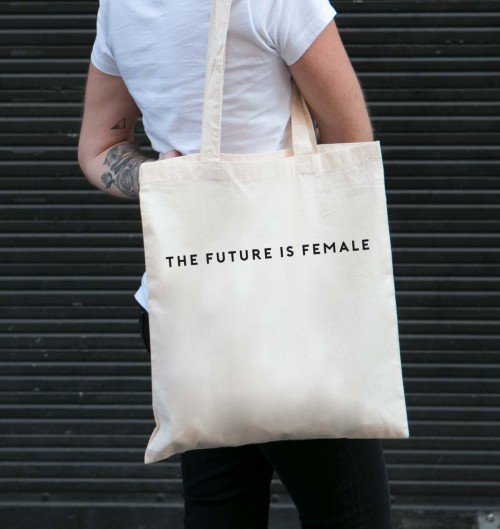 Tote Bag pour Femme The Future Is Female de couleur Crème