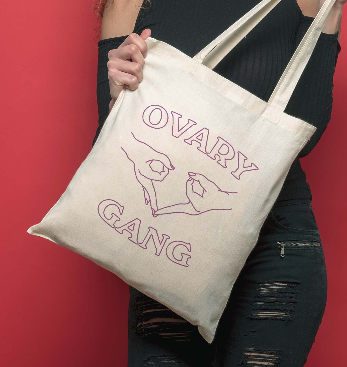 Tote Bag Ovary Gang de couleur Écru par GRL PWR