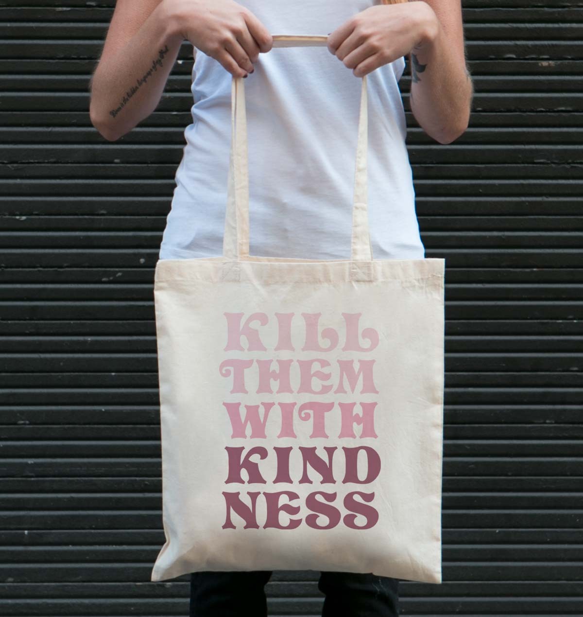 Tote Bag Kill Them With Kindness de couleur Écru par GRL PWR