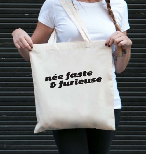 Tote Bag pour Femme Née Faste & Furieuse de couleur Écru
