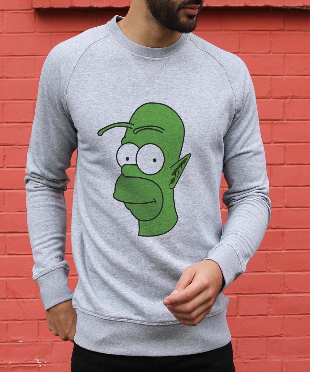 Sweat pour Homme Homer vs Piccolo de couleur Gris chiné