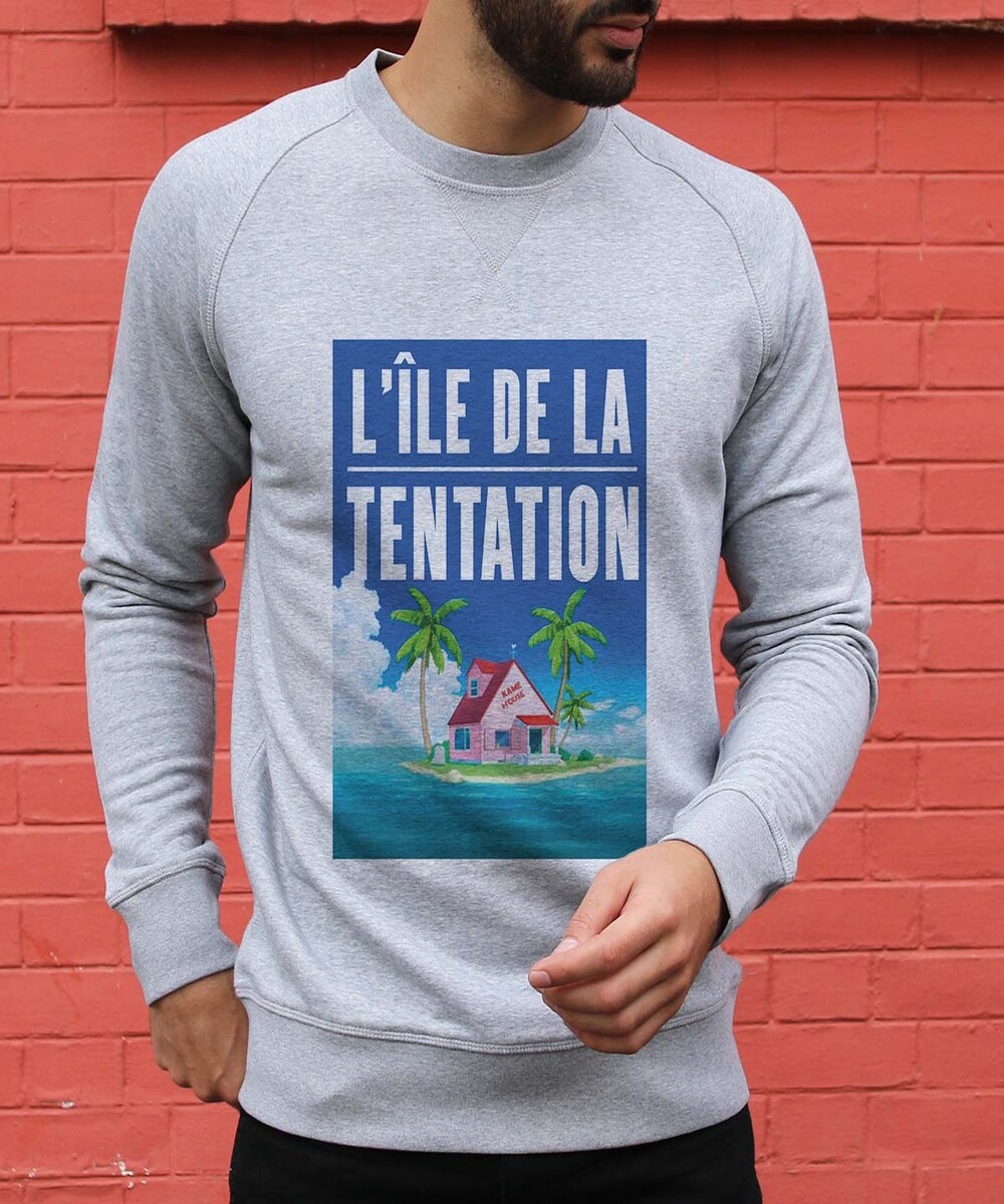 Sweat pour Homme L'Île de la Tentation de couleur Gris chiné