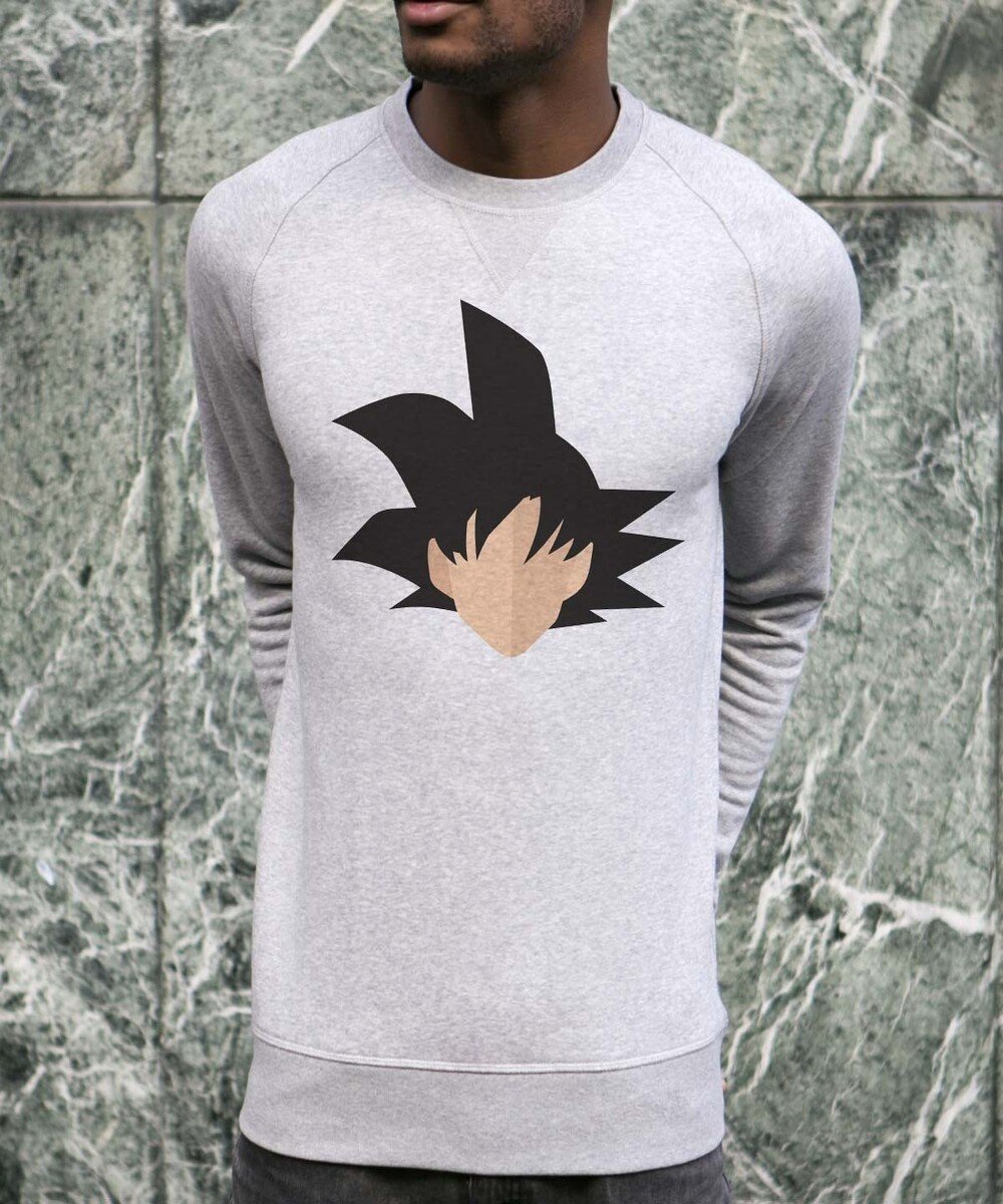 Sweat pour Homme Abstract Son Goku de couleur Gris chiné