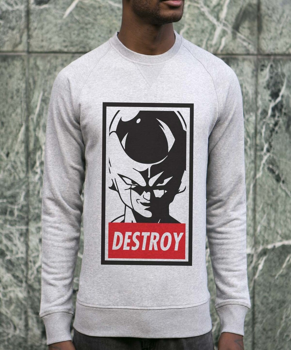 Sweat pour Homme Freezer Destroy de couleur Gris chiné