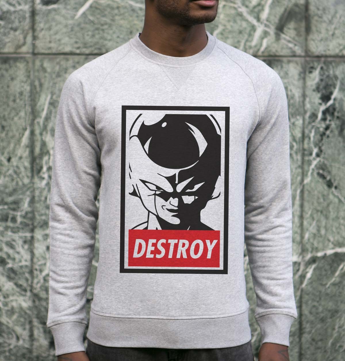 Sweat Freezer Destroy de couleur Gris chiné