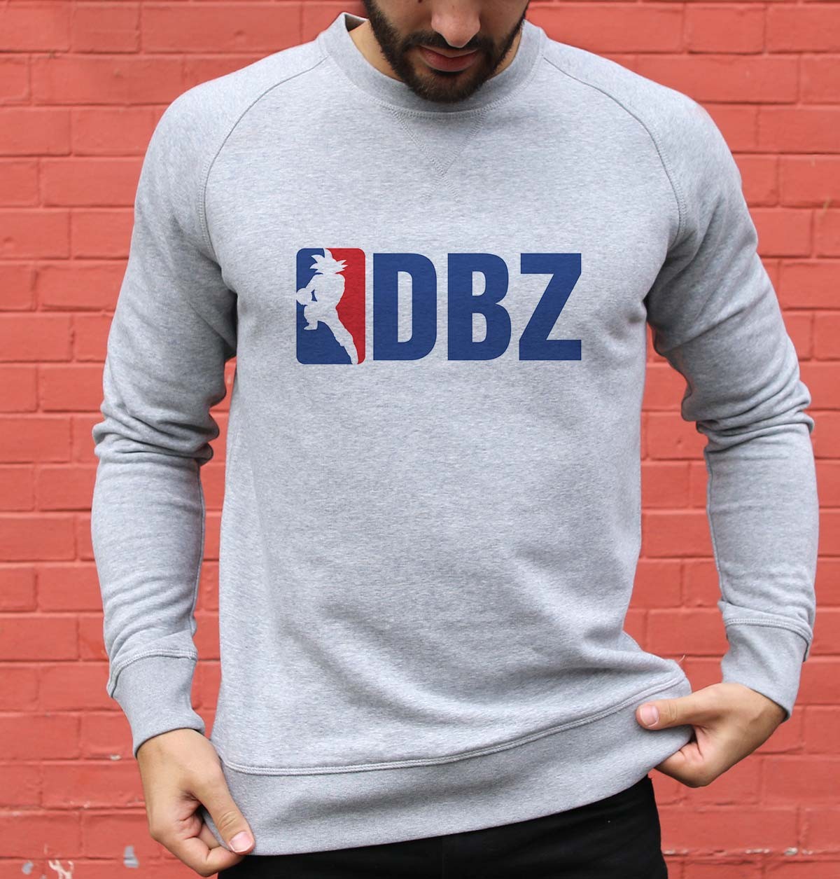 Sweat-shirt DBZ NBA de couleur Gris chiné