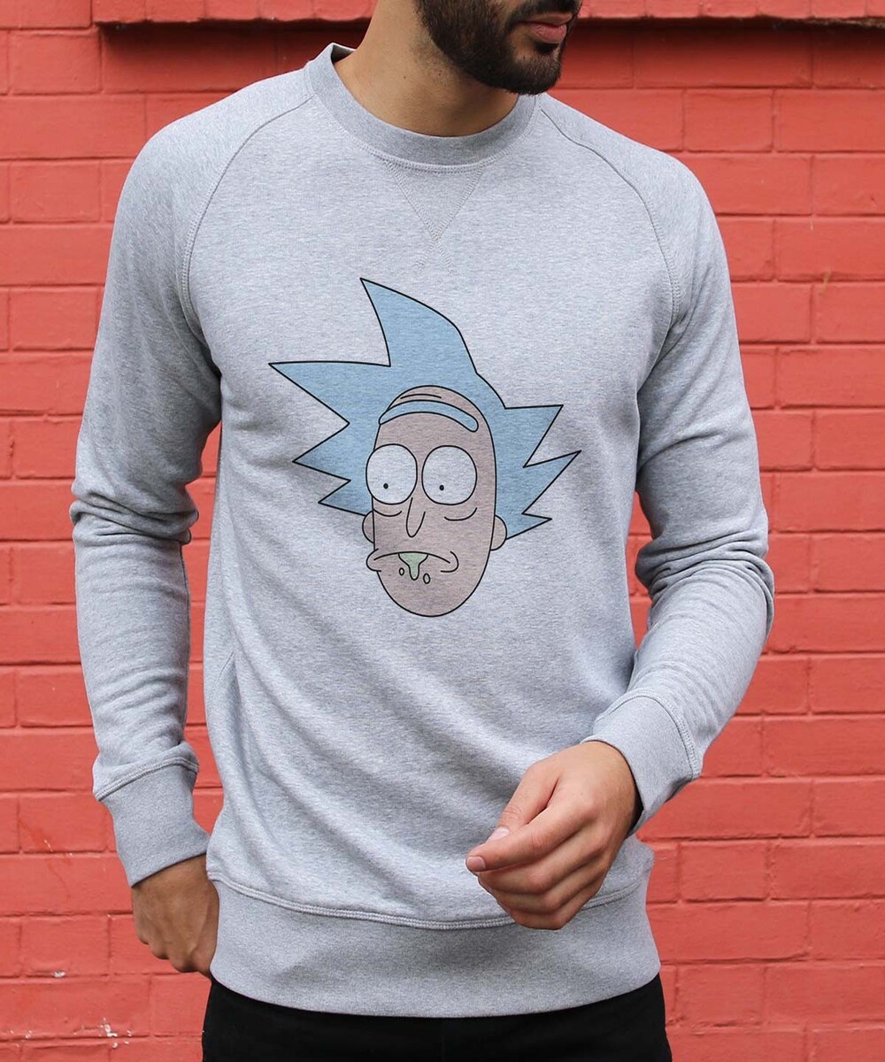 Sweat pour Homme Rick vs. Goku de couleur Gris chiné