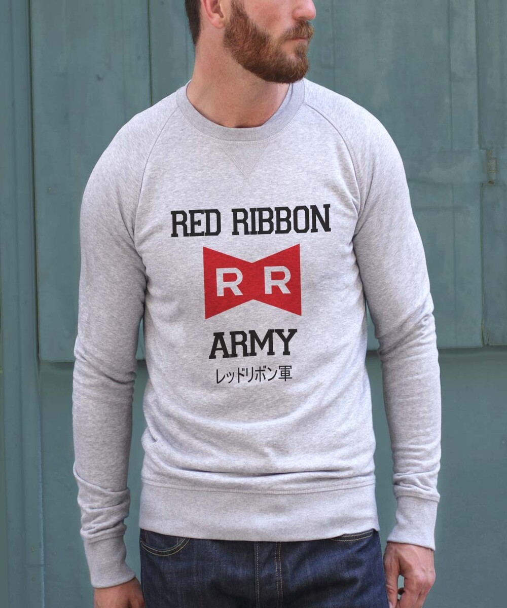 Sweat pour Homme Red Ribbon Army de couleur Gris chiné
