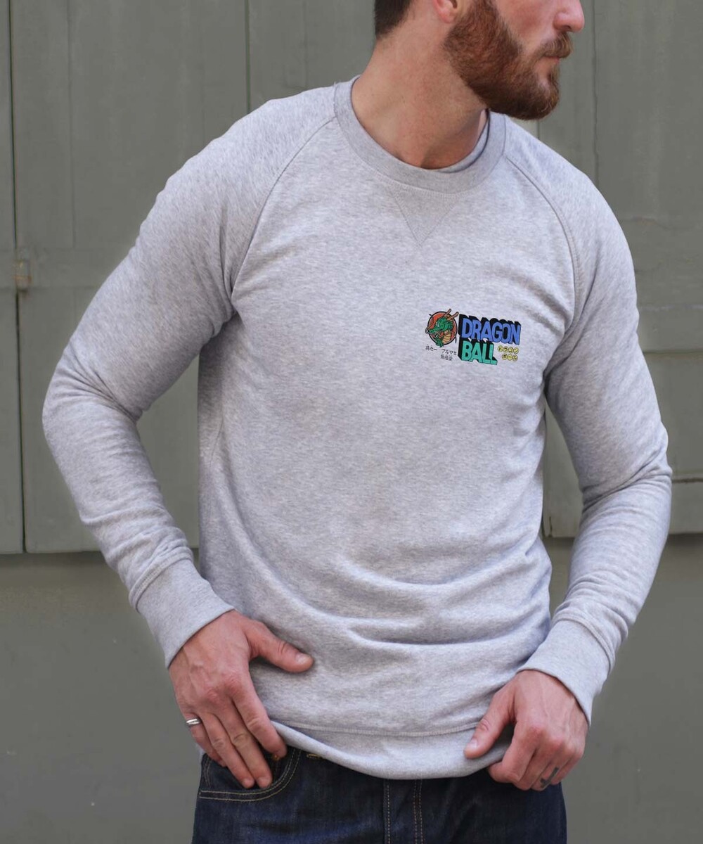 Sweat pour Homme Logo Dragon Ball de couleur Gris chiné