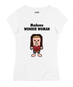 T-shirt pour Femme Madame Wonder Woman de couleur Blanc
