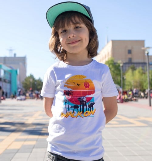 T-shirt pour Enfants Walk on (enfant) de couleur Blanc