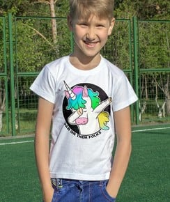 T-shirt pour Enfants Licorne DAB (enfant) de couleur Blanc