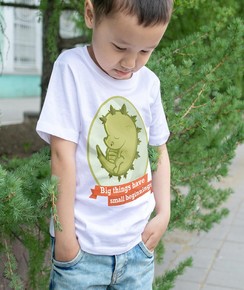 T-shirt pour Enfants Eggzilla de couleur Blanc