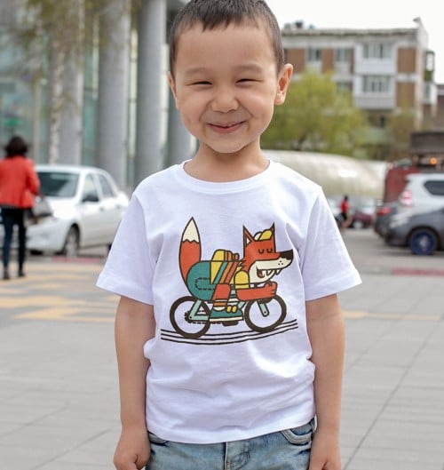 T-shirt pour Enfants Rolling Fox (enfant) de couleur Blanc