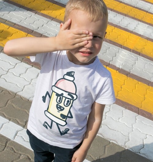 T-shirt pour Enfants Spray Peinture de couleur Blanc