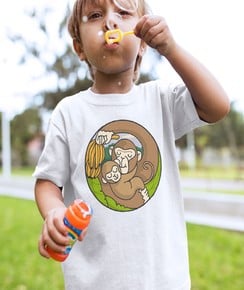 T-shirt pour Enfants Chimpanzé (enfant) de couleur Blanc