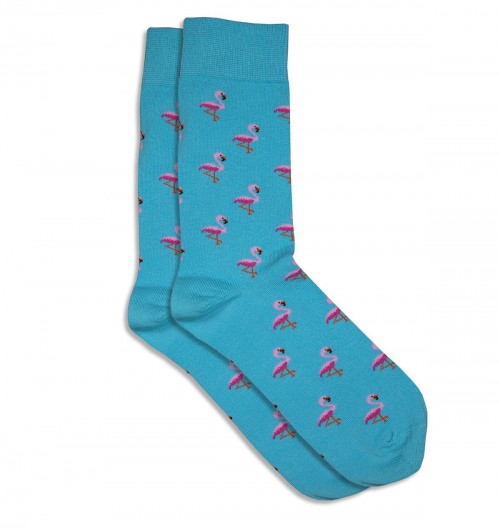 Chaussettes Flamingo pour Unisexe de couleur Bleu clair