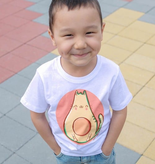 T-shirt pour Enfants Avochat de couleur Blanc