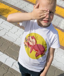 T-shirt pour Enfants Paresseux Zzz... de couleur Blanc