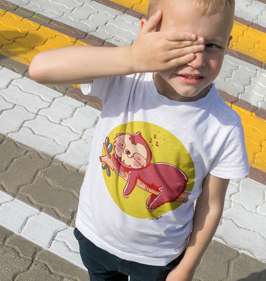 T-shirt Enfants avec un Paresseux Zzz... Grafitee