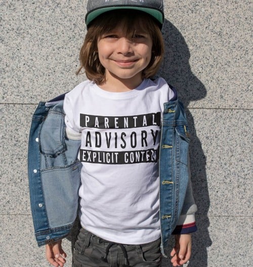 T-shirt pour Enfants Parental Advisory de couleur Blanc