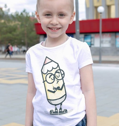 T-shirt pour Enfants Mascotte crayon de couleur Blanc