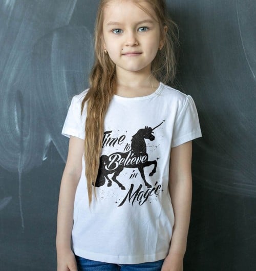T-shirt pour Enfants Time to believe in magic (enfant) de couleur Blanc