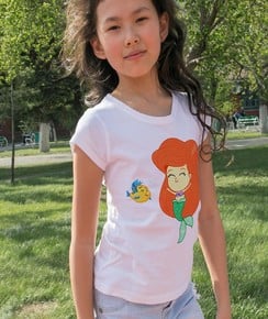 T-shirt pour Enfants La petite sirène de couleur Blanc