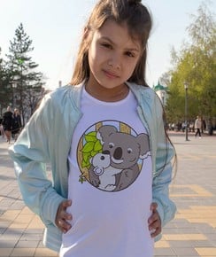 T-shirt pour Enfants Koalas de couleur Blanc