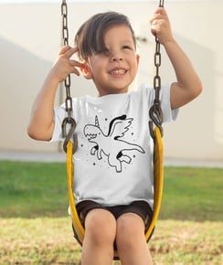 T-shirt pour Enfants Dinosaure Licorne de couleur Blanc