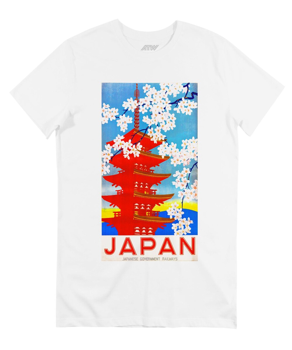 T-shirt pour Homme Pagode japonaise (en promo) de couleur Blanc