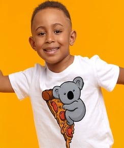 T-shirt pour Enfants Pizza Koala de couleur Blanc