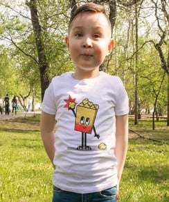 T-shirt pour Enfants Pop-corn Day (enfant) de couleur Blanc