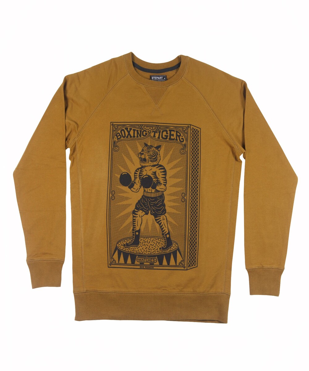 Sweat pour Homme Boxing Tiger de couleur Camel