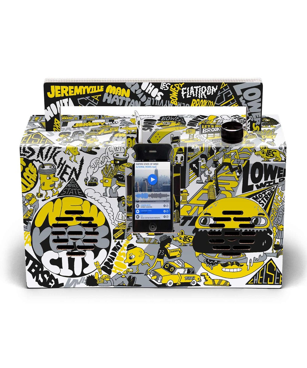 Boombox Jeremyville de couleur Jaune