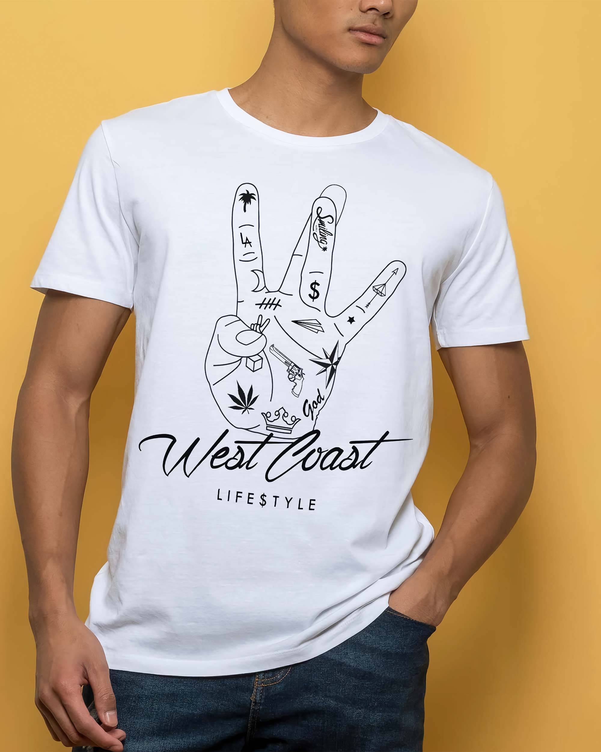 T-shirt West Coast de couleur Blanc par Smiling Paris