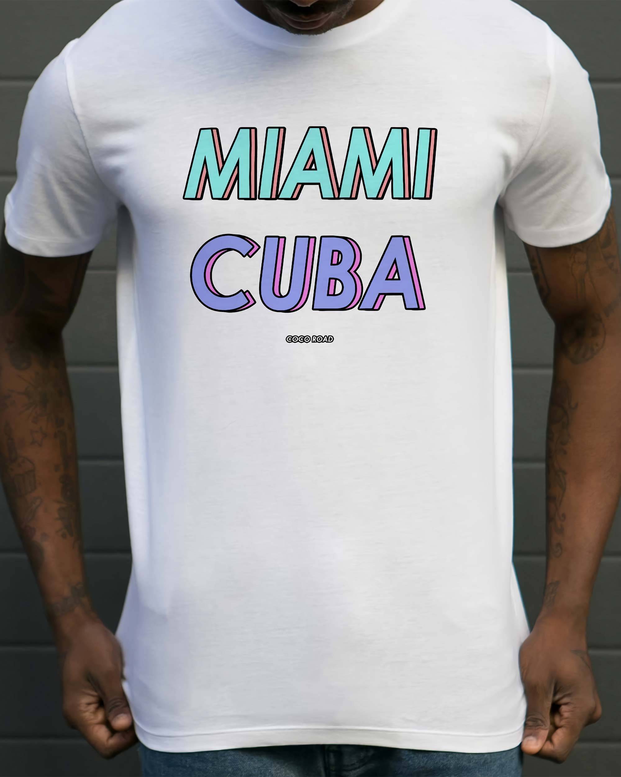 T-shirt Miami Cuba de couleur Blanc par Catchy