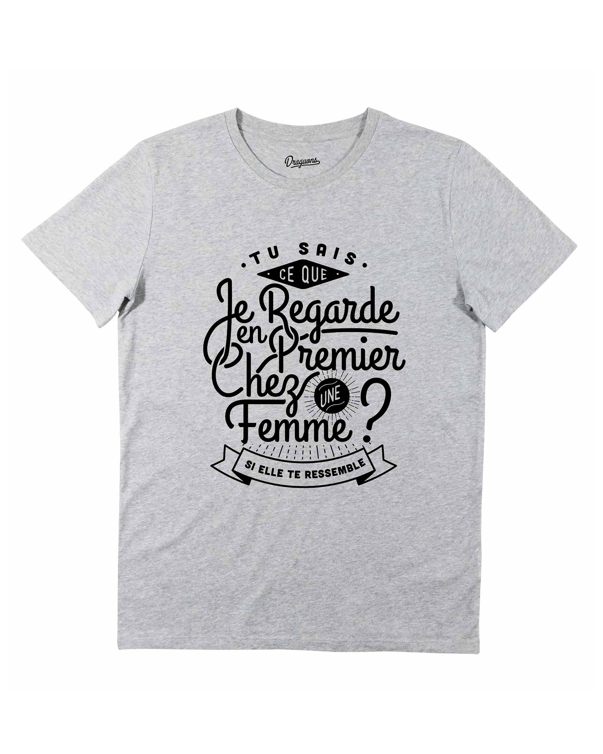 T-shirt Ce que je regarde de couleur Blanc par Draguons
