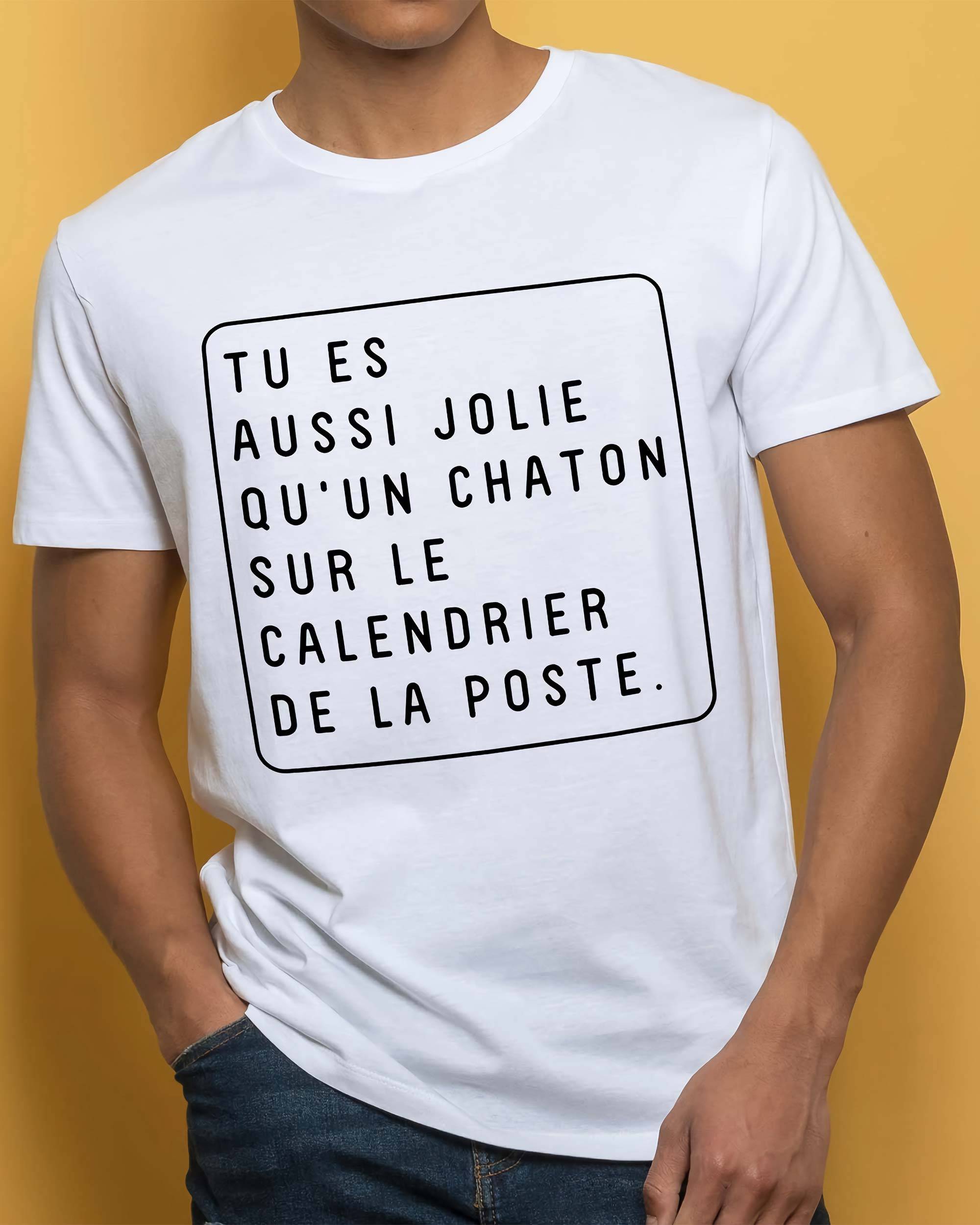 T-shirt Chaton Calendrier La Poste de couleur Blanc par Draguons
