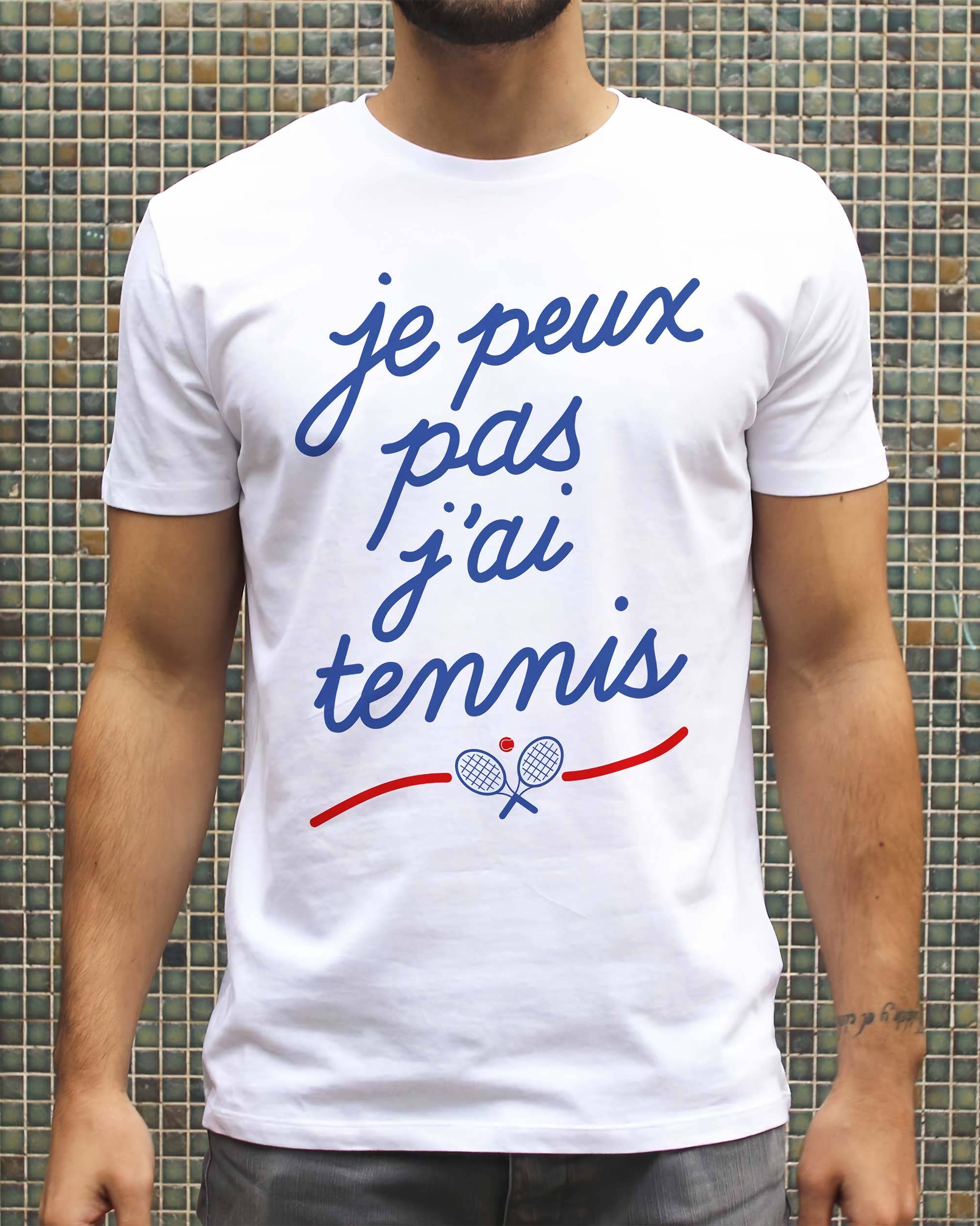 T-shirt Je Peux Pas J'ai Tennis de couleur Blanc par Vague A L'Âme