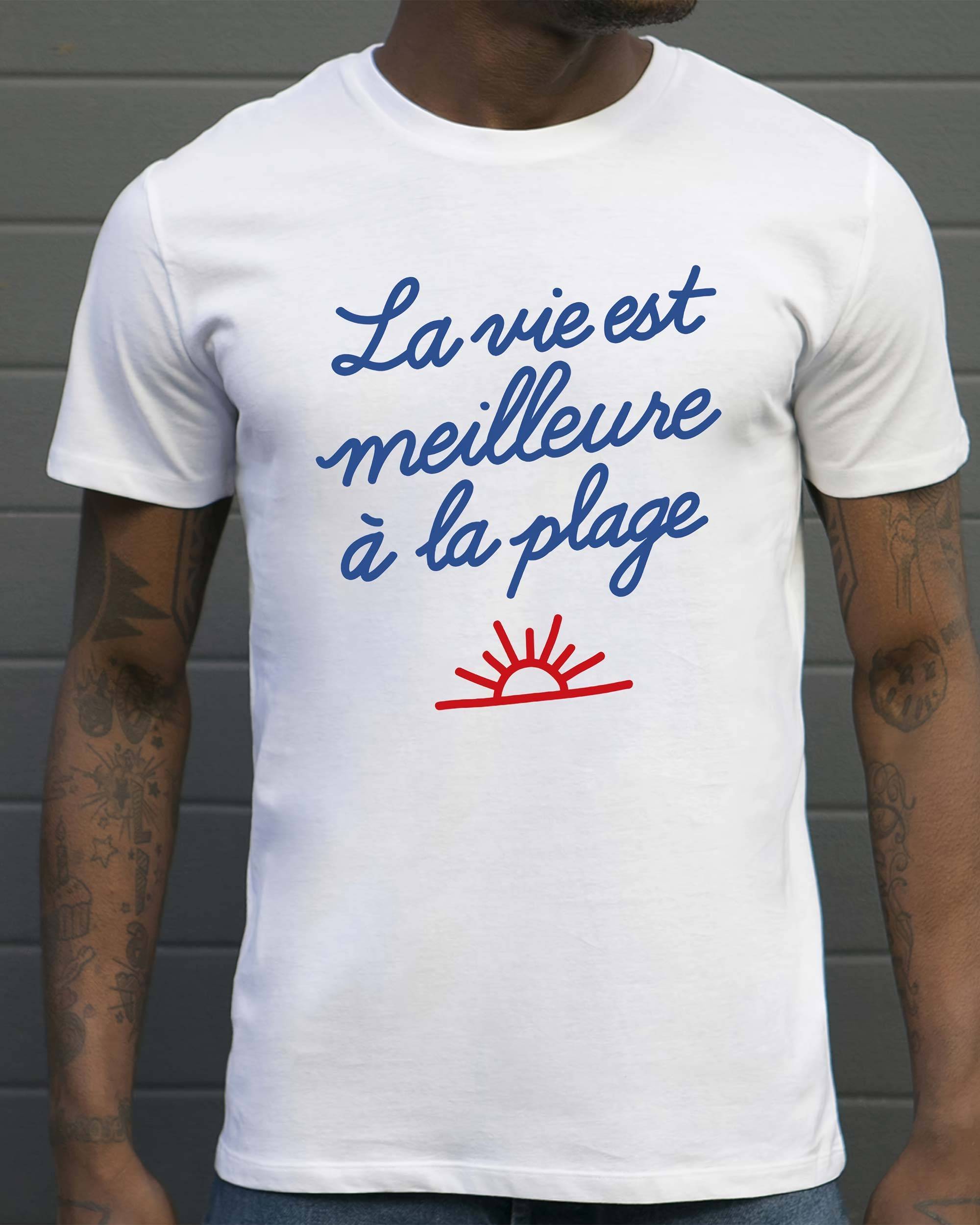 T-shirt La Vie à La Plage de couleur Blanc par Vague A L'Âme