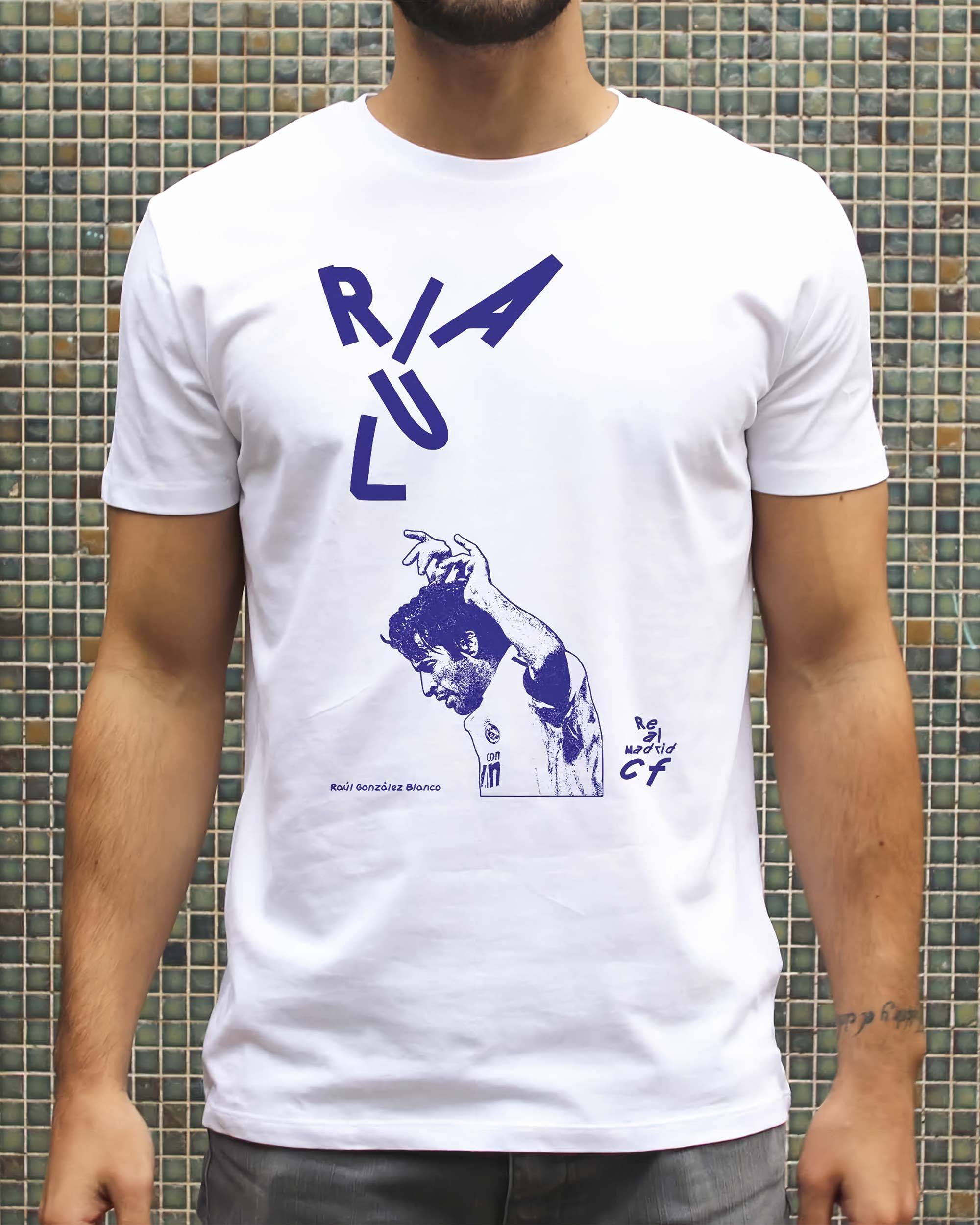 T-shirt Raúl Real Madrid de couleur Blanc par Sucker For Soccer